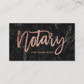 Notarvermittler-Rosengoldtypographieschwarzmarmor Visitenkarte (Vorderseite)