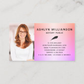 Notary Black Pink Lila Glitzer Loan Agent Foto Visitenkarte (Rückseite)