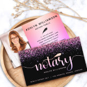 Notary Black Pink Lila Glitzer Loan Agent Foto Visitenkarte