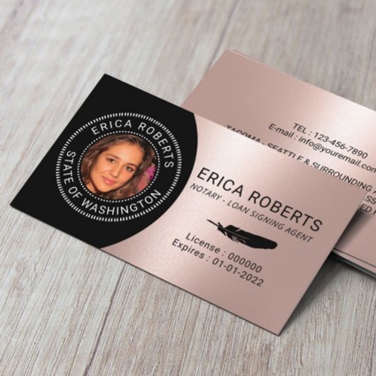 Notary Briefmarke Loan Signing Agent Rose Gold Fot Visitenkarte