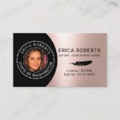 Notary Briefmarke Loan Signing Agent Rose Gold Fot Visitenkarte (Vorderseite)