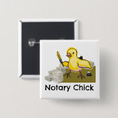 Notary Chick Yellow Feather Quill and Documents Button (Vorne & Hinten)