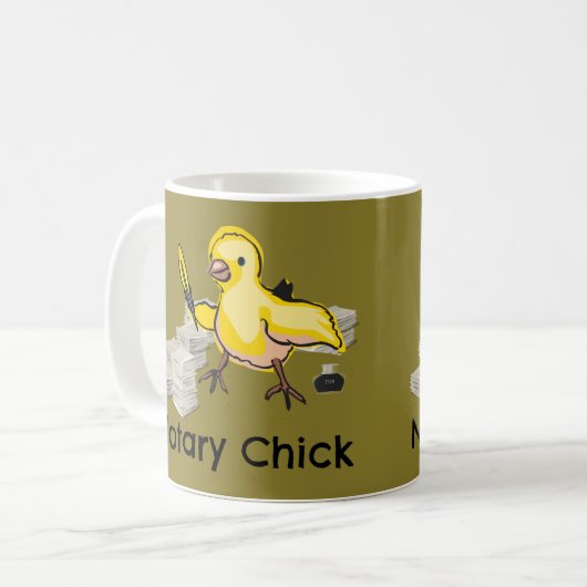 Notary Chick Yellow Feather Quill and Documents Kaffeetasse (Vorderseite Links)