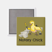 Notary Chick Yellow Feather Quill and Documents Magnet (Vorderseite/Rückseite)