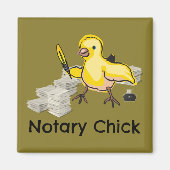 Notary Chick Yellow Feather Quill and Documents Magnet (Vorne)