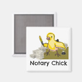 Notary Chick Yellow Feather Quill and Documents Magnet (Vorderseite/Rückseite)