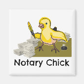 Notary Chick Yellow Feather Quill and Documents Magnet (Vorne)