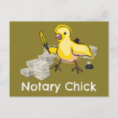 Notary Chick Yellow Feather Quill and Documents Postkarte (Vorderseite)