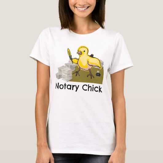 Notary Chick Yellow Feather Quill and Documents T-Shirt (Vorderseite)