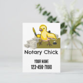 Notary Chick Yellow Feather Quill angepasst Postkarte (Stehend Vorderseite)