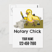 Notary Chick Yellow Feather Quill angepasst Postkarte (Vorne/Hinten)