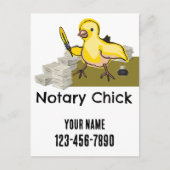 Notary Chick Yellow Feather Quill angepasst Postkarte (Vorderseite)