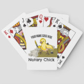 Notary Chick Yellow Feather Quill Customized Name Spielkarten (Rückseite)