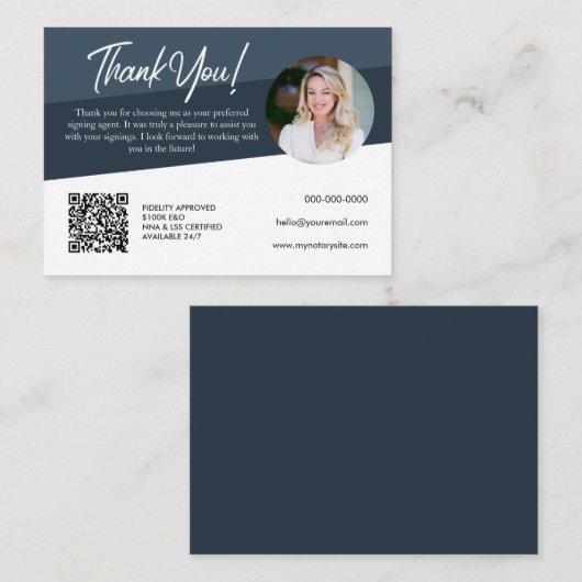 Notary Dark Azure Loan Signierung danke Ihnen Gesc Visitenkarte (Vorne/Hinten)