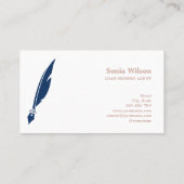 Notary elegary blue marvy typography feather pen visitenkarte (Rückseite)