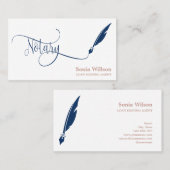 Notary elegary blue marvy typography feather pen visitenkarte (Vorne/Hinten)