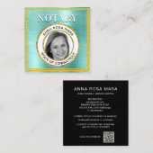 *~* NOTARY FOTO METAL AQUA Agent Quadratische Visitenkarte (Vorne/Hinten)