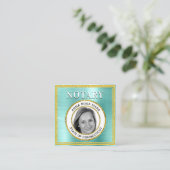 *~* NOTARY FOTO METAL AQUA Agent Quadratische Visitenkarte (Stehend Vorderseite)
