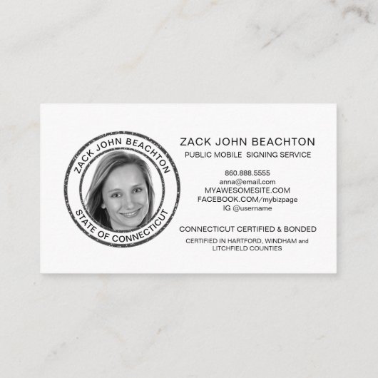 *~* NOTARY FOTO METAL AQUAMARIN Signature Agent Visitenkarte (Rückseite)