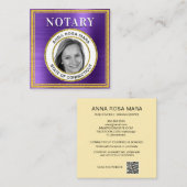 *~* NOTARY FOTO METAL LILA Signage Agent Squar Quadratische Visitenkarte (Vorne/Hinten)