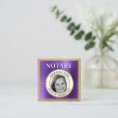 *~* NOTARY FOTO METAL LILA Signage Agent Squar Quadratische Visitenkarte (Stehend Vorderseite)