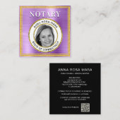 *~* NOTARY FOTO METAL VIOLET Signieren Agent  Quadratische Visitenkarte (Vorne/Hinten)