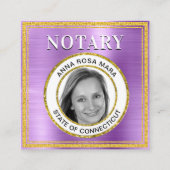 *~* NOTARY FOTO METAL VIOLET Signieren Agent  Quadratische Visitenkarte (Vorderseite)