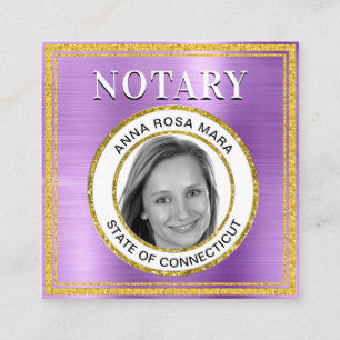 *~* NOTARY FOTO METAL VIOLET Signieren Agent Quadratische Visitenkarte
