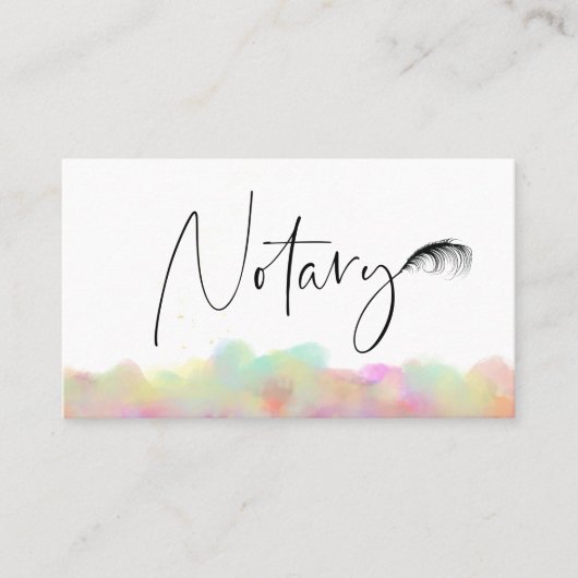 *~* NOTARY FOTO Pen Feather Signieren Agent Pastel Visitenkarte (Vorderseite)