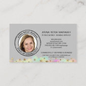 *~* NOTARY FOTO Pen Feather Signing Agent Stars Visitenkarte (Rückseite)