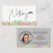 *~* NOTARY FOTO Pen Feather Signing Agent Stars Visitenkarte (Vorne/Hinten)