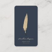 Notary Gold Quill Monogram Dark Blue Modern Visitenkarte (Vorderseite)
