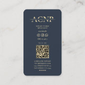 Notary Gold Quill Monogram Dark Blue Modern Visitenkarte (Rückseite)