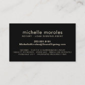 Notary Loan Signature Agent Gold Typografy Visitenkarte (Rückseite)