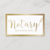Notary Loan Signature Agent Moderne Goldtypografie Visitenkarte (Vorderseite)