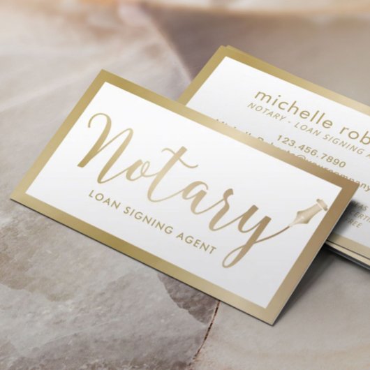 Notary Loan Signature Agent Moderne Goldtypografie Visitenkarte