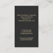 Notary Loan Signature Agent Modernes Gold Quill Lo Visitenkarte (Rückseite)