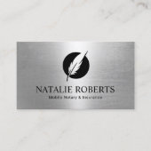 Notary Loan Signature Agent Modernes Silver Quill Visitenkarte (Vorderseite)