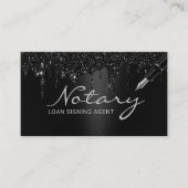 Notary Loan Signing Agent Black Glitzer Tropfen Visitenkarte (Vorderseite)