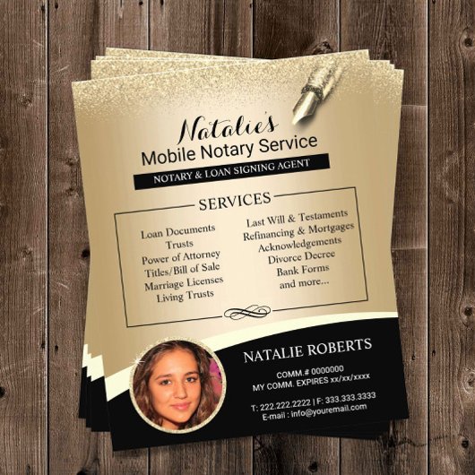 Notary Loan Signing Agent Black & Gold Foto Flyer