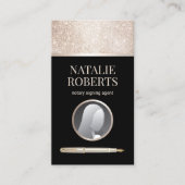 Notary Loan Signing Agent Black & Gold Foto Visitenkarte (Vorderseite)