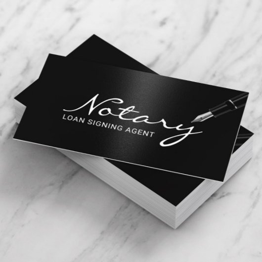 Notary Loan Signing Agent Elegante Schwarz Visitenkarte