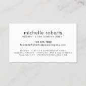 Notary Loan Signing Agent Elegantes Gold Script Visitenkarte (Rückseite)