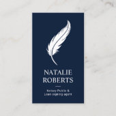 Notary Loan Signing Agent Feather Quill Pen Marine Visitenkarte (Vorderseite)