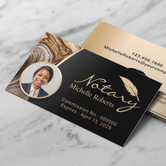 Notary Loan Signing Agent Gold Agate Foto Visitenkarte