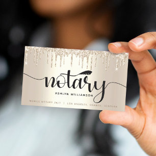 Notary Loan Signing Agent Gold Glitzer Tropfen Scr Visitenkarte