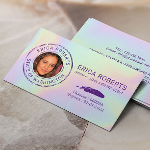 Notary Loan Signing Agent Holographic Foto Visitenkarte