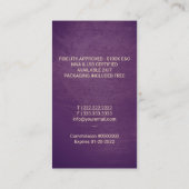 Notary Loan Signing Agent Lila & Gold Quill Pen Visitenkarte (Rückseite)