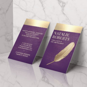 Notary Loan Signing Agent Lila & Gold Quill Visitenkarte