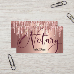 Notary Loan Signing Agent Moderne Rose Gold Glitze Visitenkarte